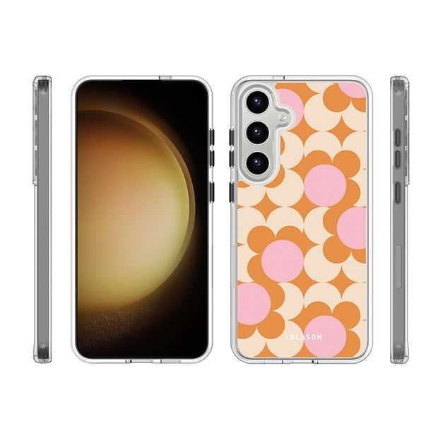 Galaxy S23 Halo MagSafe Cute Phone Case - Orange Retro Geometric