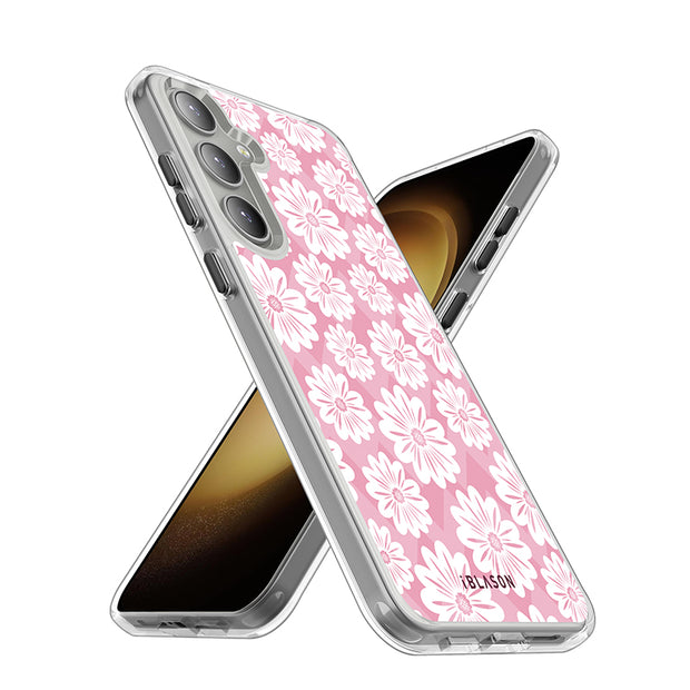Galaxy S23 Halo MagSafe Cute Phone Case - Pink/White Daisies