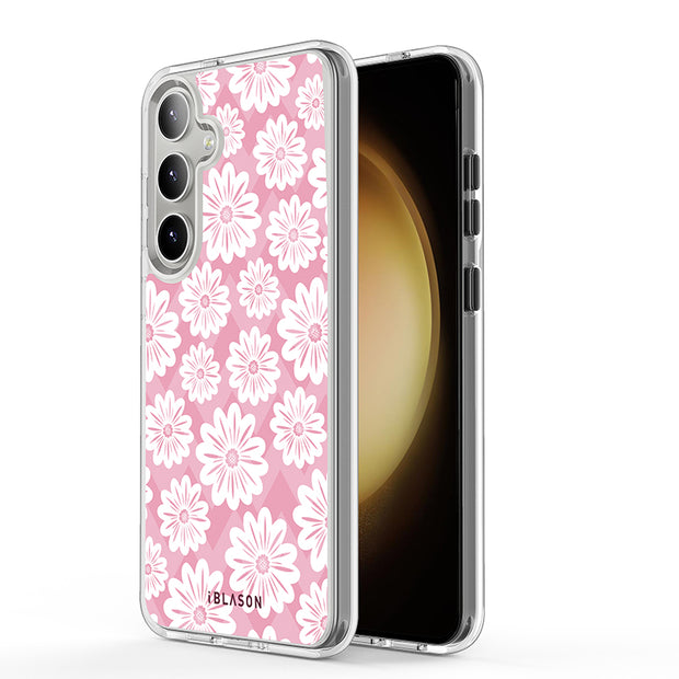 Galaxy S23 Halo MagSafe Cute Phone Case - Pink/White Daisies