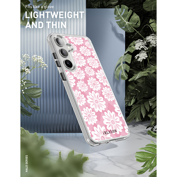 Galaxy S23 Halo MagSafe Cute Phone Case - Pink/White Daisies