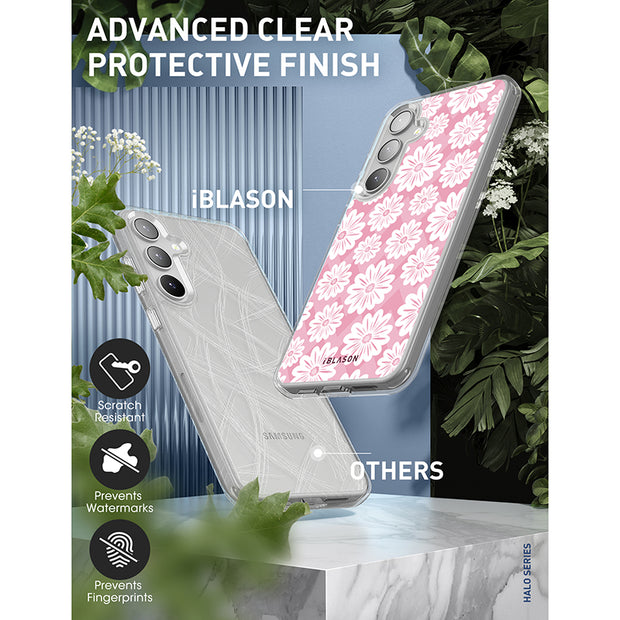 Galaxy S23 Halo MagSafe Cute Phone Case - Pink/White Daisies