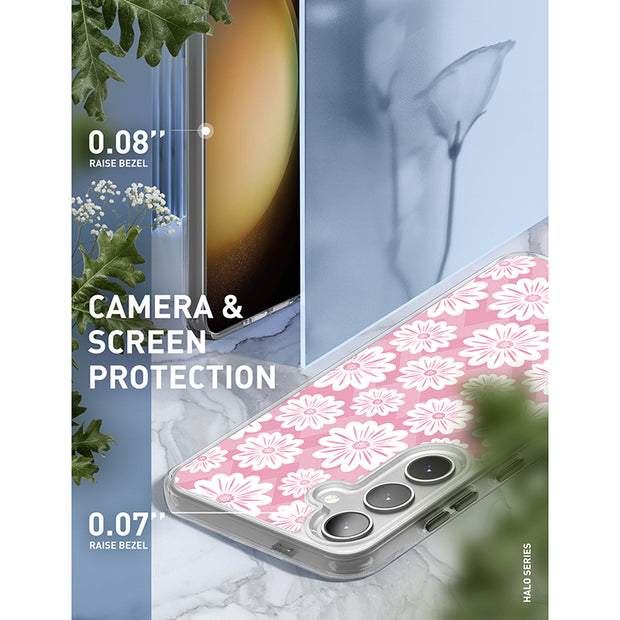 Galaxy S23 Halo MagSafe Cute Phone Case - Pink/White Daisies