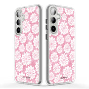 Galaxy S23 Halo MagSafe Cute Phone Case - Pink/White Daisies