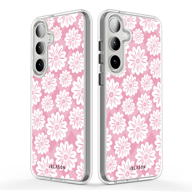 Galaxy S23 Halo MagSafe Cute Phone Case - Pink/White Daisies