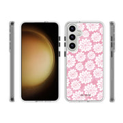 Galaxy S23 Halo MagSafe Cute Phone Case - Pink/White Daisies