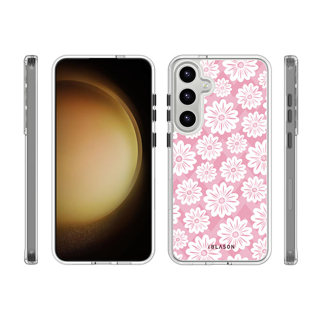 Galaxy S23 Halo MagSafe Cute Phone Case - Pink/White Daisies