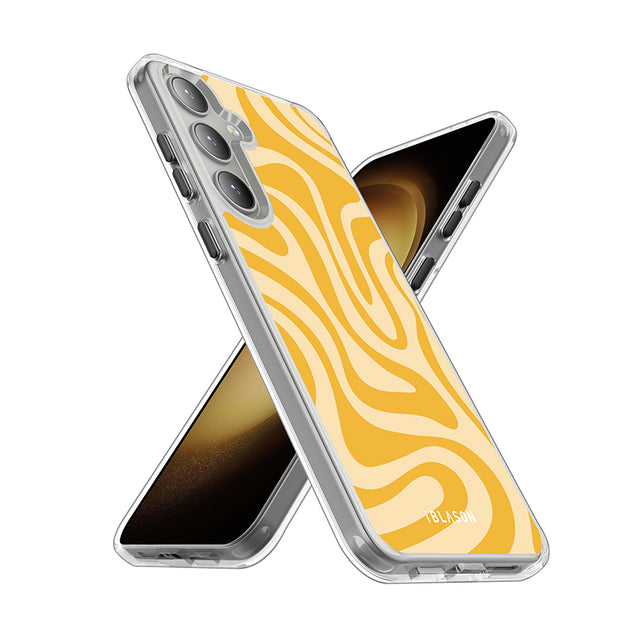 Galaxy S23 Halo MagSafe Cute Phone Case - Yellow Retro Swirl