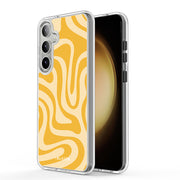 Galaxy S23 Halo MagSafe Cute Phone Case - Yellow Retro Swirl