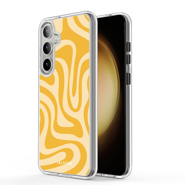 Galaxy S23 Halo MagSafe Cute Phone Case - Yellow Retro Swirl