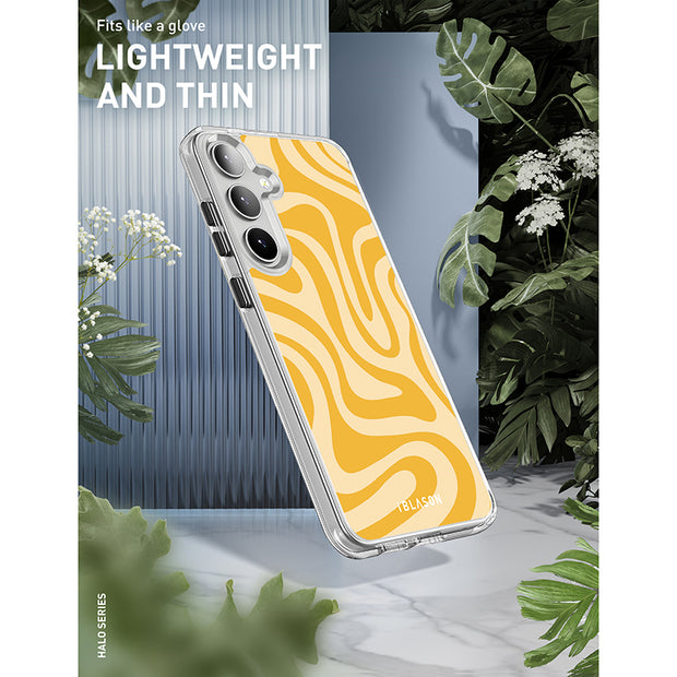 Galaxy S23 Halo MagSafe Cute Phone Case - Yellow Retro Swirl