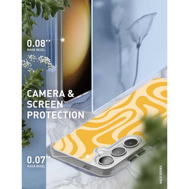 Galaxy S23 Halo MagSafe Cute Phone Case - Yellow Retro Swirl