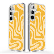 Galaxy S23 Halo MagSafe Cute Phone Case - Yellow Retro Swirl