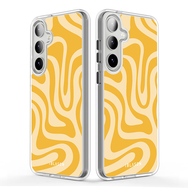 Galaxy S23 Halo MagSafe Cute Phone Case - Yellow Retro Swirl