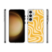 Galaxy S23 Halo MagSafe Cute Phone Case - Yellow Retro Swirl