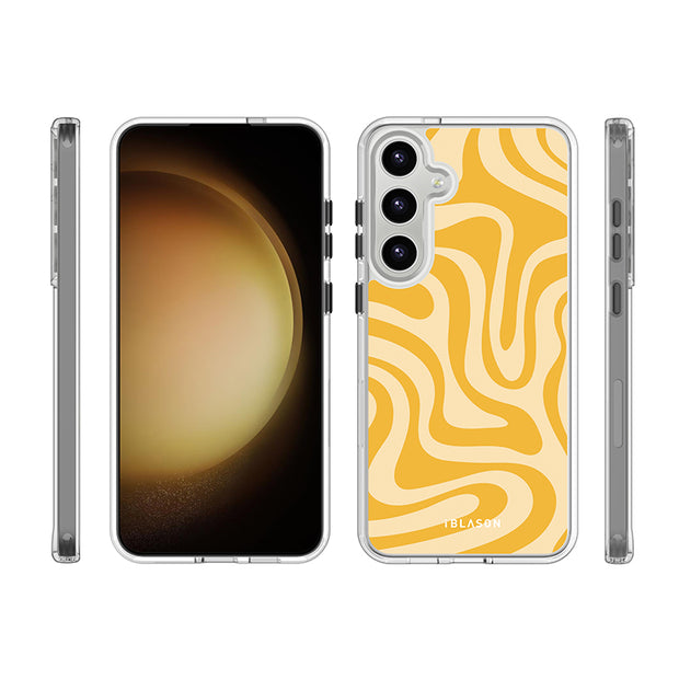 Galaxy S23 Halo MagSafe Cute Phone Case - Yellow Retro Swirl