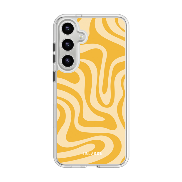 Galaxy S24 Plus Halo MagSafe Cute Phone Case - Yellow Retro Swirl