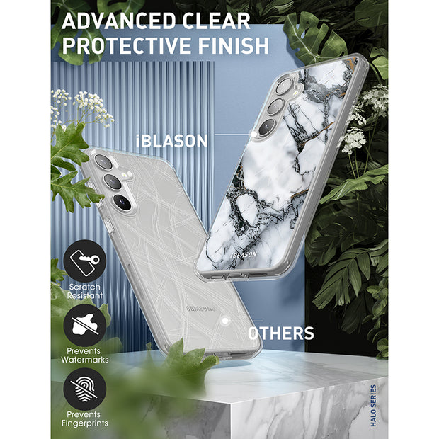 Galaxy S24 Halo MagSafe Cute Phone Case - White Marble