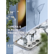 Galaxy S24 Halo MagSafe Cute Phone Case - White Marble