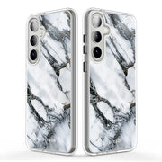 Galaxy S24 Halo MagSafe Cute Phone Case - White Marble