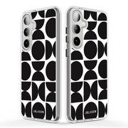 Galaxy S24 Halo MagSafe Cute Phone Case - Black Retro Geometric