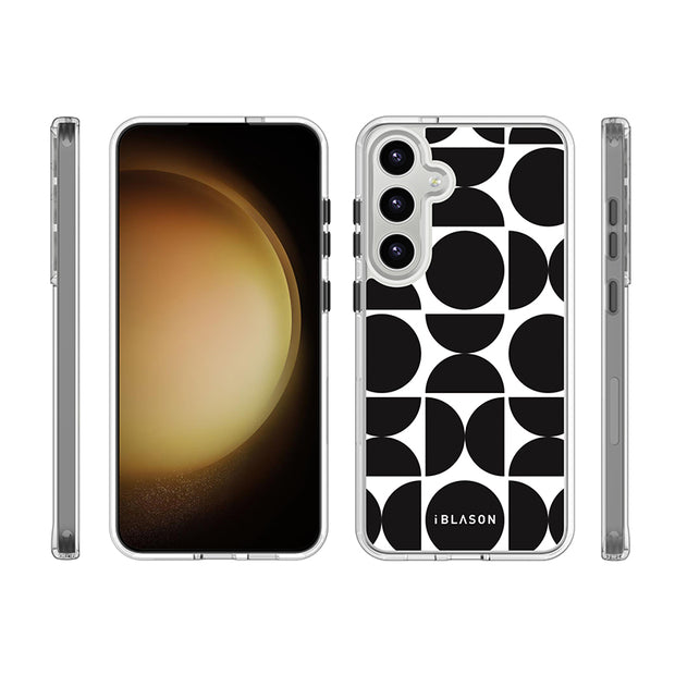 Galaxy S24 Halo MagSafe Cute Phone Case - Black Retro Geometric
