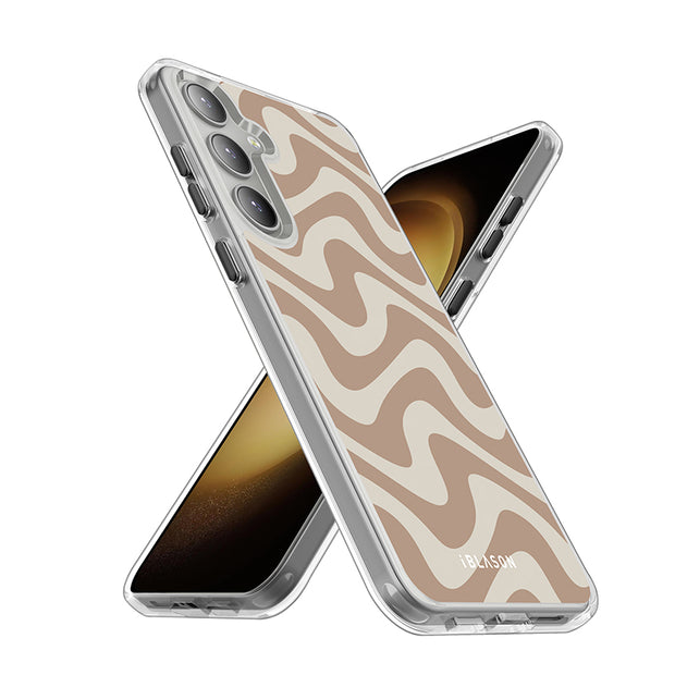 Galaxy S25 Halo MagSafe Cute Phone Case - Brown Retro Swirl