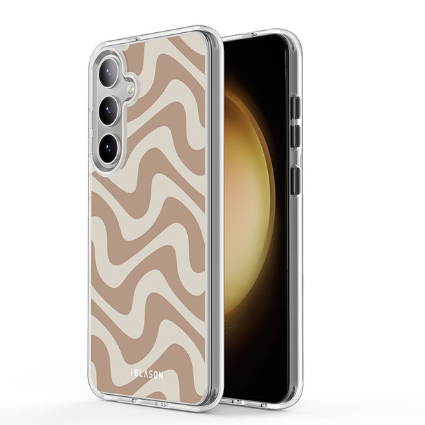 Galaxy S25 Halo MagSafe Cute Phone Case - Brown Retro Swirl