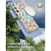 Galaxy S25 Halo MagSafe Cute Phone Case - Brown Retro Swirl