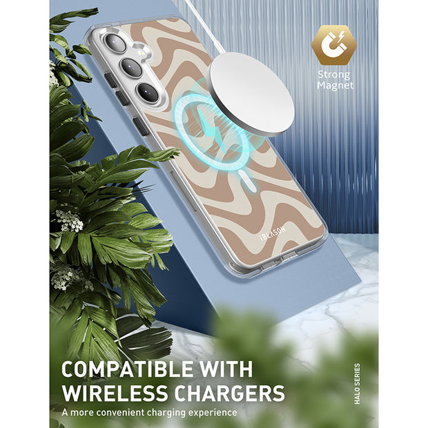 Galaxy S25 Halo MagSafe Cute Phone Case - Brown Retro Swirl