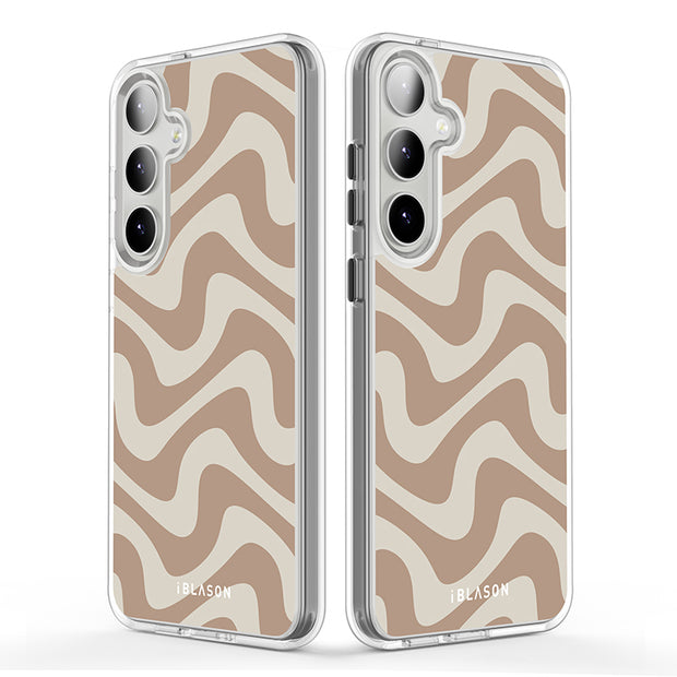 Galaxy S25 Halo MagSafe Cute Phone Case - Brown Retro Swirl