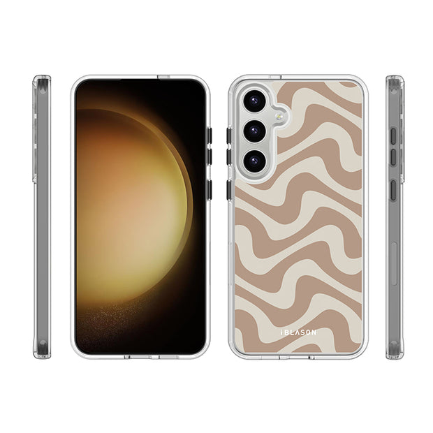 Galaxy S25 Halo MagSafe Cute Phone Case - Brown Retro Swirl