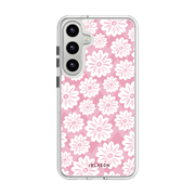 Galaxy S25 Halo MagSafe Cute Phone Case - Pink/White Daisies