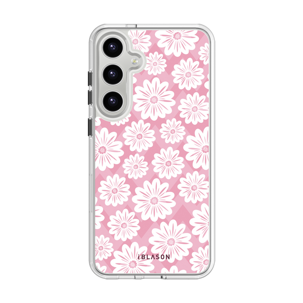 Galaxy S25 Halo MagSafe Cute Phone Case - Pink/White Daisies