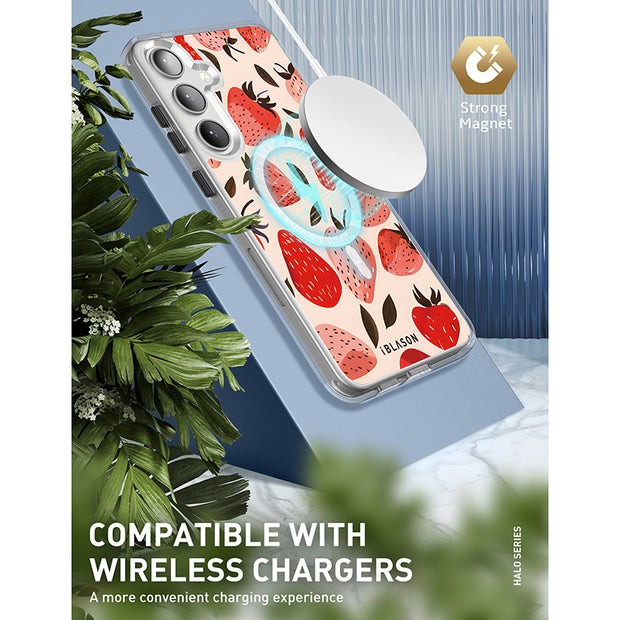 Galaxy S25 Halo MagSafe Cute Phone Case - Strawberries