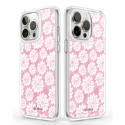 iPhone 14 Pro Max Halo MagSafe Cute Phone Case - Pink/White Daisies
