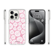 iPhone 14 Pro Max Halo MagSafe Cute Phone Case - Pink/White Daisies