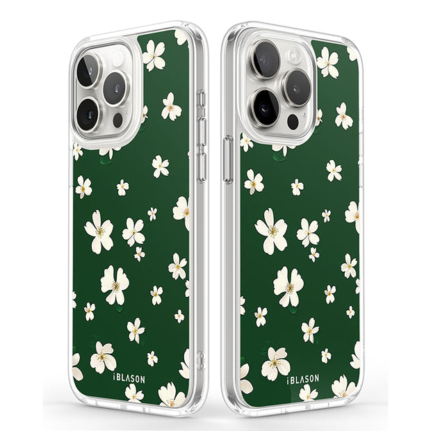 iPhone 14 Pro Halo MagSafe Cute Phone Case - Green Daisies