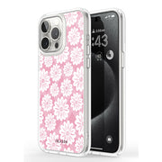 iPhone 14 Pro Halo Cute Phone Case - Pink/White Daisies