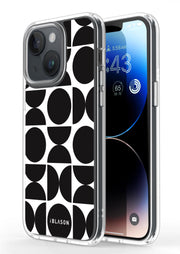 iPhone 14 Halo MagSafe Cute Phone Case - Black Retro Geometric