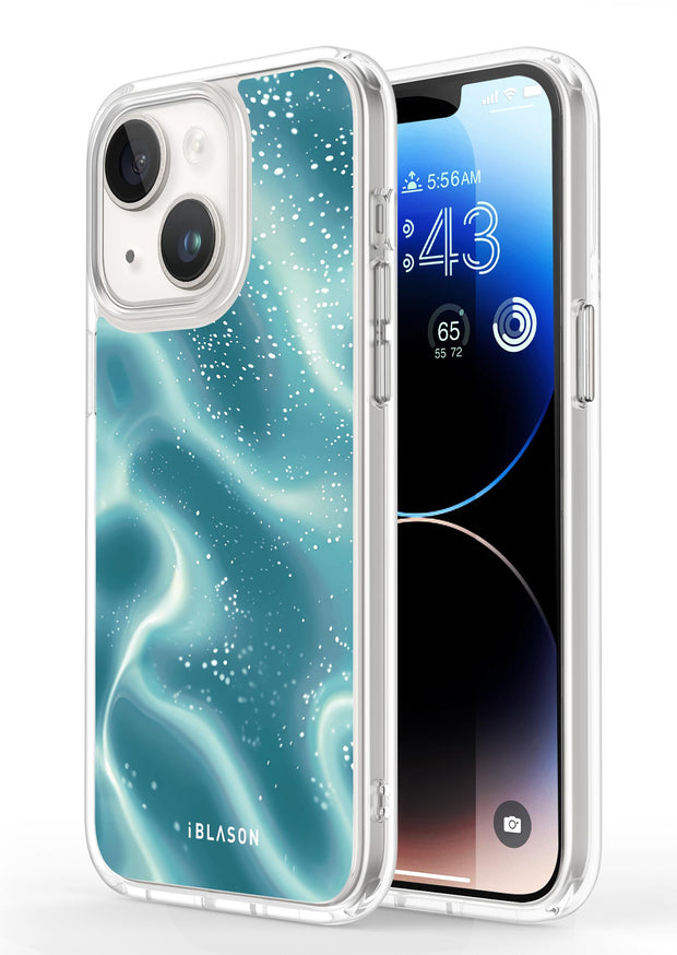 iPhone 14 Halo MagSafe Cute Phone Case - Blue Retro Waves