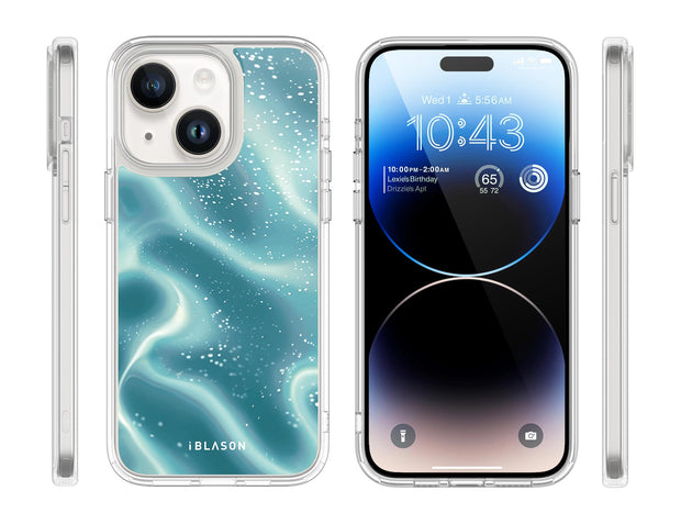 iPhone 14 Halo MagSafe Cute Phone Case - Blue Retro Waves