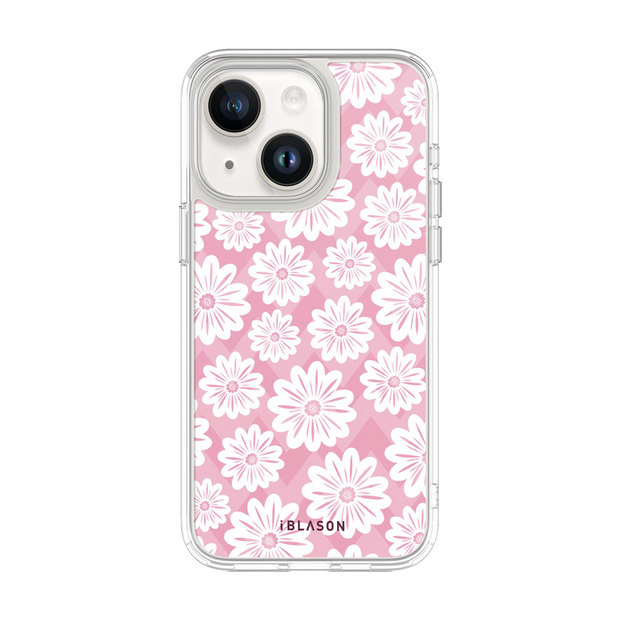 iPhone 14 Halo MagSafe Cute Phone Case - Pink/White Daisies