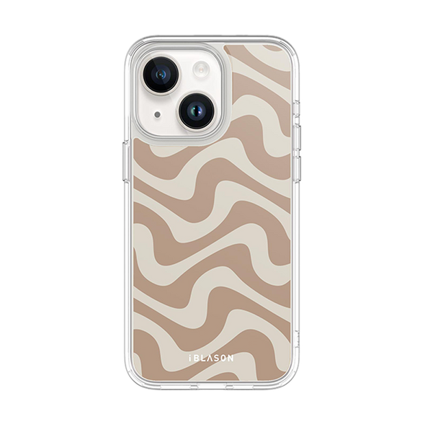iPhone 14 Plus Halo MagSafe Cute Phone Case - Brown Retro Swirl