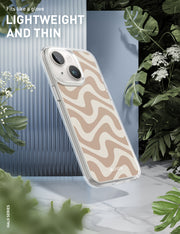 iPhone 14 Plus Halo MagSafe Cute Phone Case - Brown Retro Swirl