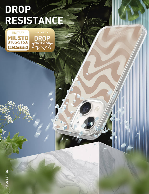 iPhone 14 Plus Halo MagSafe Cute Phone Case - Brown Retro Swirl