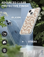 iPhone 14 Plus Halo MagSafe Cute Phone Case - Brown Retro Swirl