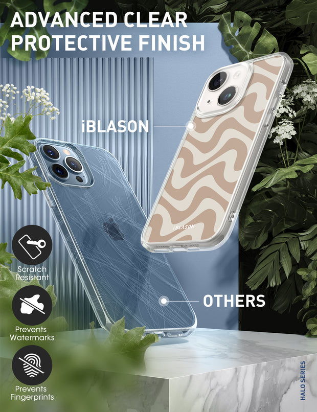 iPhone 14 Plus Halo MagSafe Cute Phone Case - Brown Retro Swirl