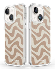 iPhone 14 Plus Halo MagSafe Cute Phone Case - Brown Retro Swirl