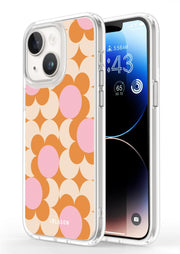 iPhone 14 Plus Halo MagSafe Cute Phone Case - Orange Retro Geometric