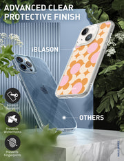 iPhone 14 Plus Halo MagSafe Cute Phone Case - Orange Retro Geometric